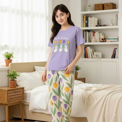 Cute Bunny Printed Night Suit Pajama Set