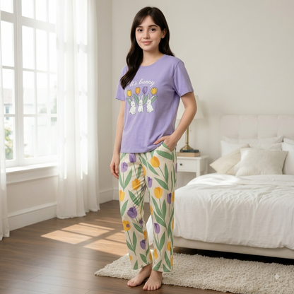 Cute Bunny Printed Night Suit Pajama Set