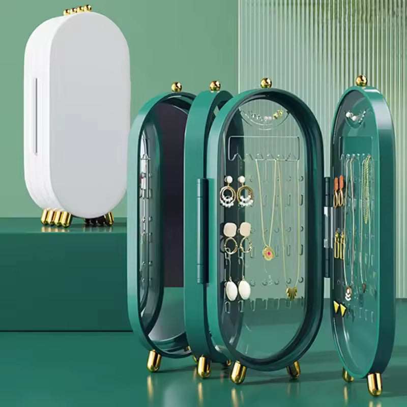 Unique & Multi Storage 4 Doors Earring Holder Stand with Mirror
