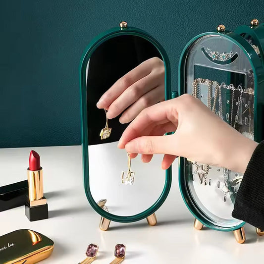 Unique & Multi Storage 4 Doors Earring Holder Stand with Mirror