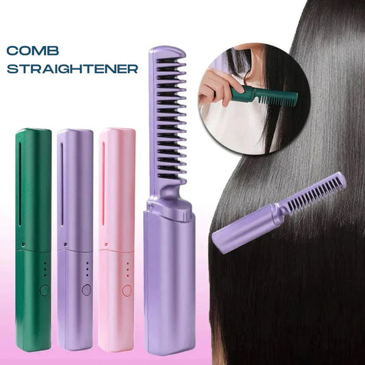Hair Straightener Rechargeable Cordless Travel Comb - 2025 Latest Hairdressing Comb