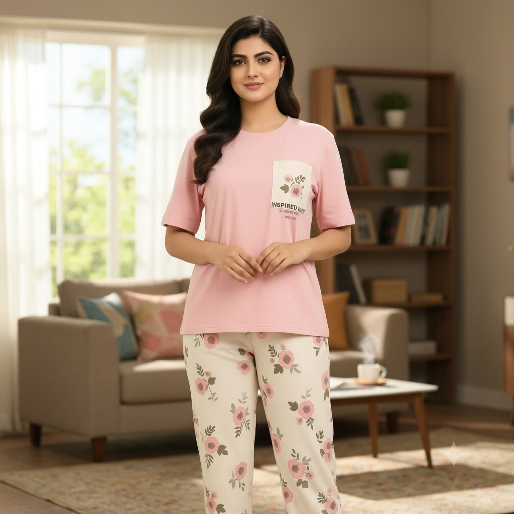 Pink Sun Flower Pajama Set