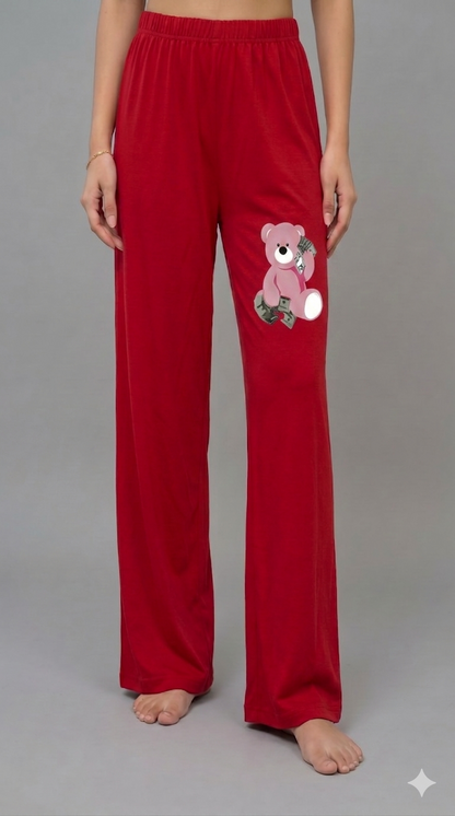 Women’s Teddy Bear Graphic Tee with Trouser Set