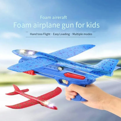 Catapult Launcher Glider Aircraft Gun Toy Glowing Foam Aircraft 10M