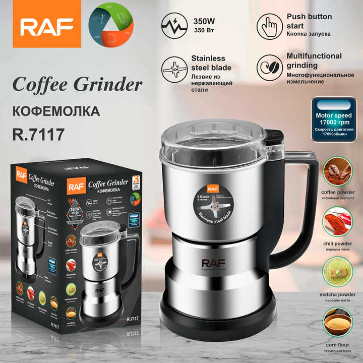 RAF Multifunctional Grinding 8 Blades Stainless Steel Blade Spice, Herbs & Coffee Bean Grinder