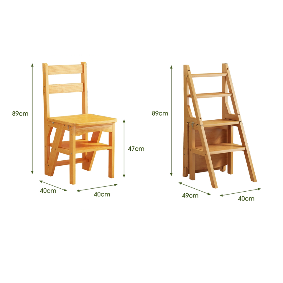 Solid Wood Foldable Dual-Purpose Chair & Ladder