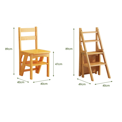 Solid Wood Foldable Dual-Purpose Chair & Ladder