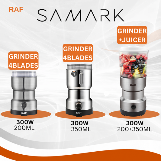 RAF Electric Grinder 300 Watt Stainless Steel 4 Blades & 3 Sizes