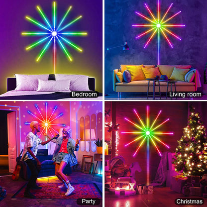 Smart Firework LED Lights Strip Remote Control, Mobile Control, Sound Activated Music and Rotating Fireworks