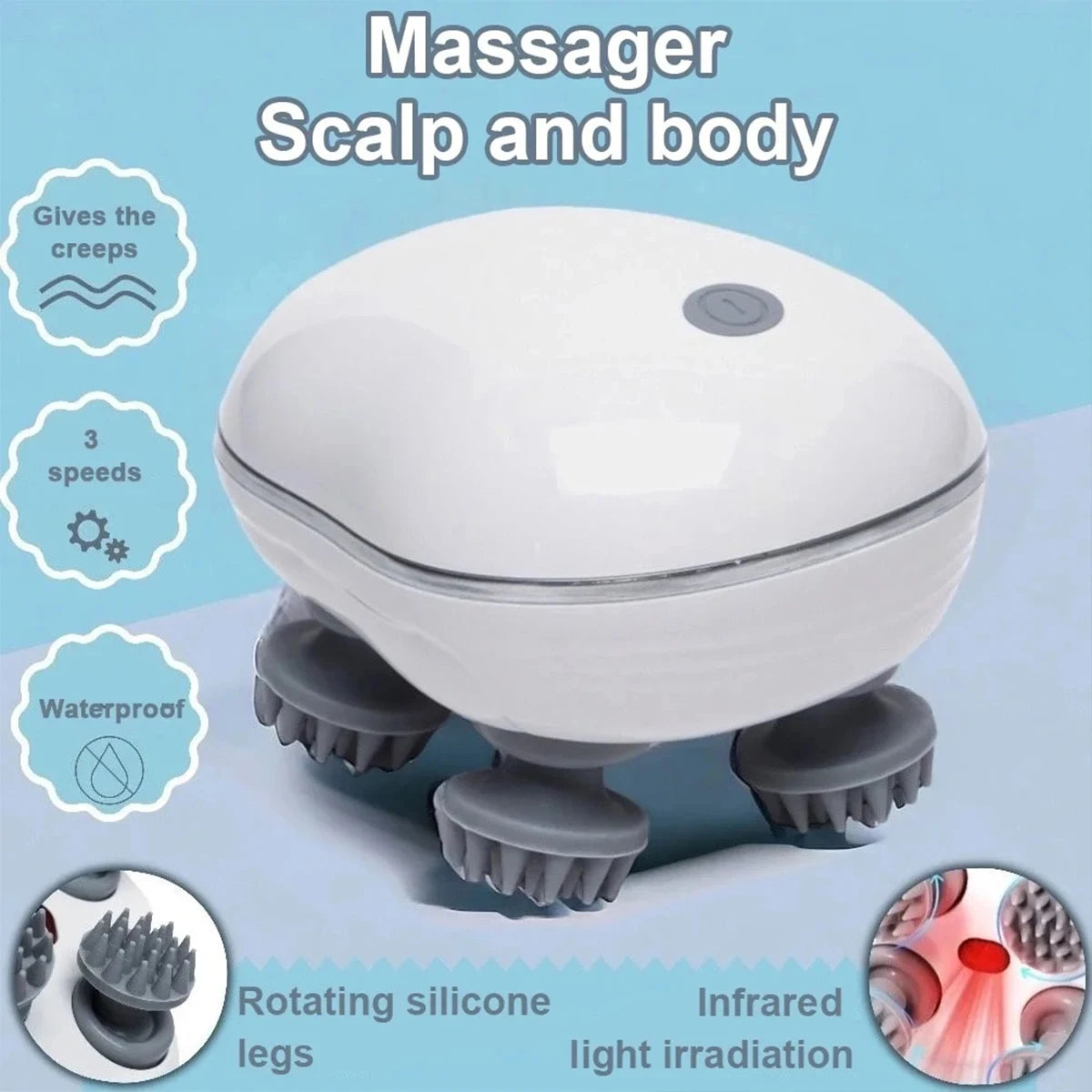 Smart Scalp Cleaner & Massager, Easy Massage to Soothe the Scalp, Deep Vibration Brush for Hair Wash, Relaxation, Rechargeable and Easy to Clean