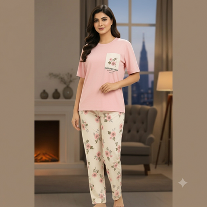 Pink Sun Flower Pajama Set