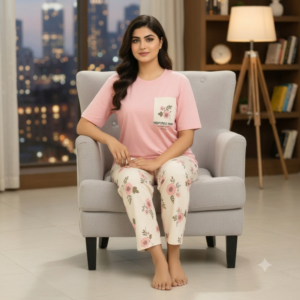Pink Sun Flower Pajama Set