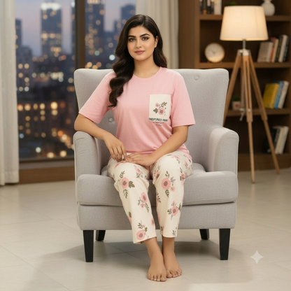 Pink Sun Flower Pajama Set