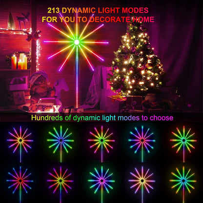 Smart Firework LED Lights Strip Remote Control, Mobile Control, Sound Activated Music and Rotating Fireworks