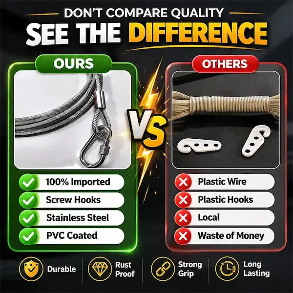 Heavy Duty Stainless Steel Clothesline PVC Coated Rustproof Drying Wire