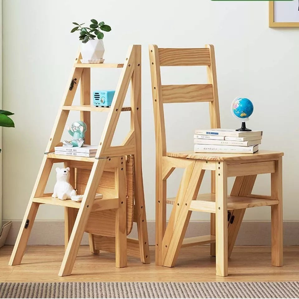 Solid Wood Foldable Dual-Purpose Chair & Ladder
