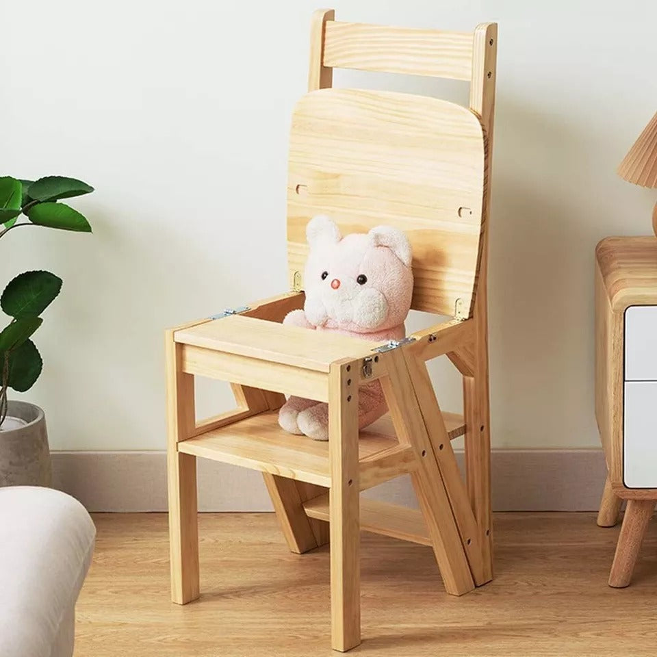 Solid Wood Foldable Dual-Purpose Chair & Ladder