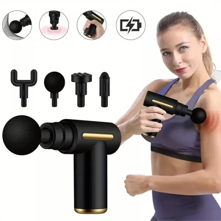 Portable Electric Massage Gun, 6 Speeds with 4 Massage Heads for Body Pain Relief & Relaxation