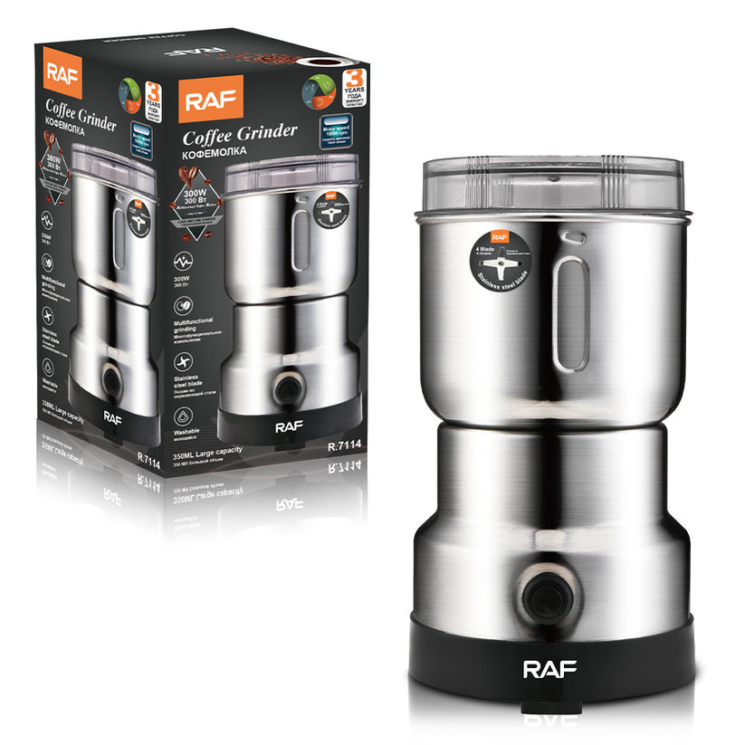 Multi-Purpose Stainless Steel RAF Electric Grinder 4 Blades For Spices, Masala Grinding, Coffee Beans Machine