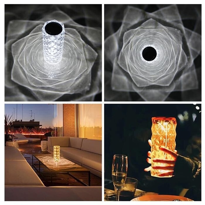 Crystal Diamond Table Lamp RGB 16 Colors with Touch & Remote Control - 21 cm Large Size