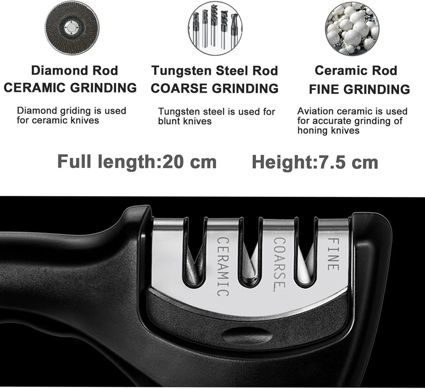 Premium Manual Knife Sharpener – 4-in-1 Kitchen Blade & Scissor Sharpening Tool