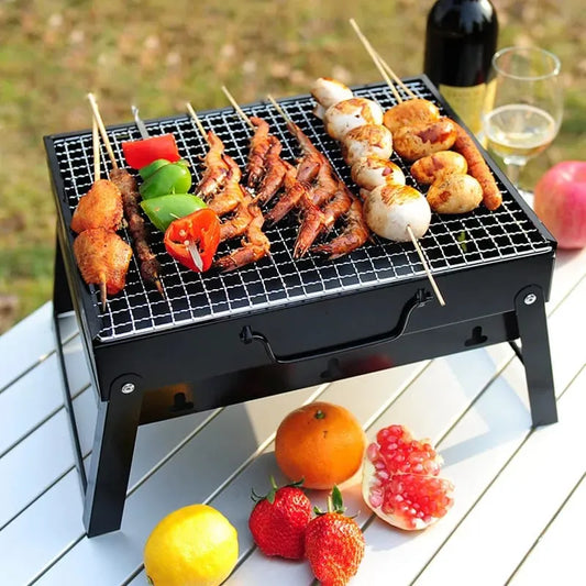 Portable Stainless Steel Foldable BBQ Grill – Perfect for Camping & Picnic
