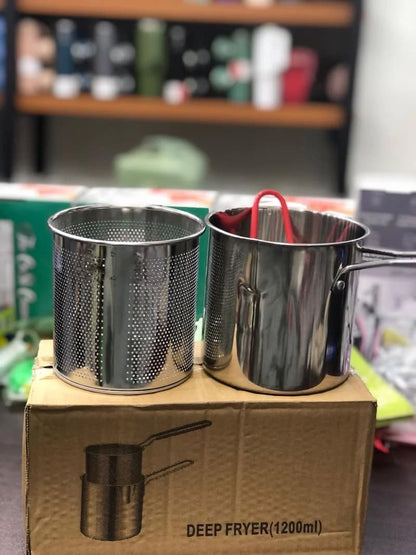 Multipurpose Stainless Steel 304 Deep Fryer Pot with Strainer 1200 ML