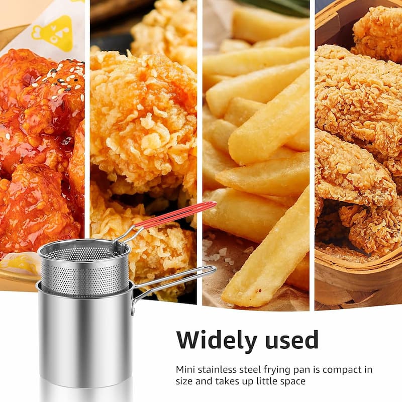 Multipurpose Stainless Steel 304 Deep Fryer Pot with Strainer 1200 ML