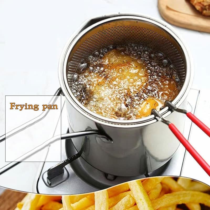 Multipurpose Stainless Steel 304 Deep Fryer Pot with Strainer 1200 ML
