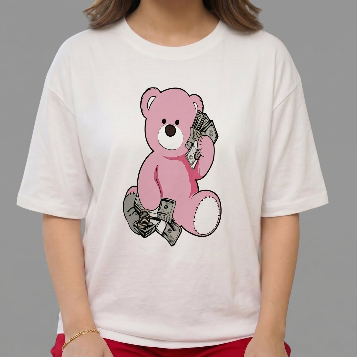 Women’s Teddy Bear Graphic Tee with Trouser Set