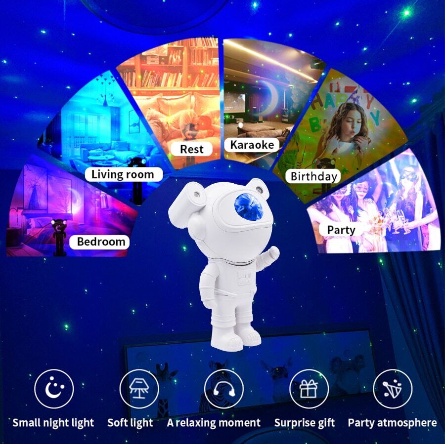 Astronaut Galaxy Projector Lamp Starry Star Bluetooth Music Night
