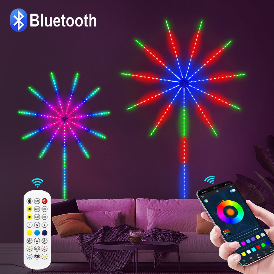 Smart Firework LED Lights Strip Remote Control, Mobile Control, Sound Activated Music and Rotating Fireworks